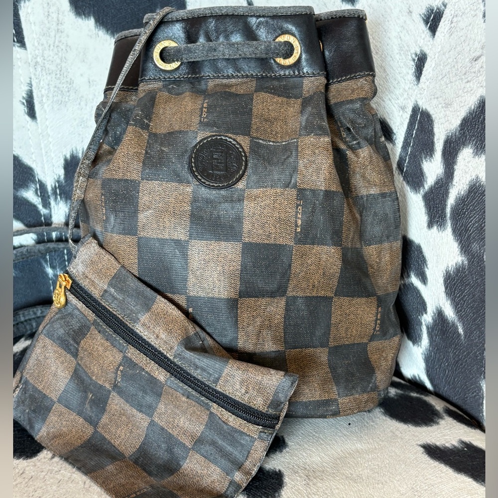 Fendi Black and Brown Checkered Backpack